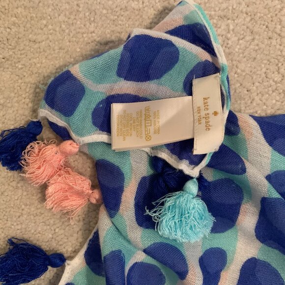 Kate Spade Island Stamp Oblong Scarf with Tassels - Picture 4 of 4